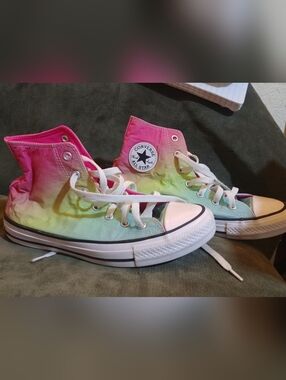 Converse All Star Tie-Dye High Top Sneakers - Pink Green Blue Sz 5